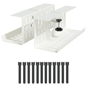 vidaXL Plateau de gestion de c&acirc;bles sous le bureau 2 pc Blanc