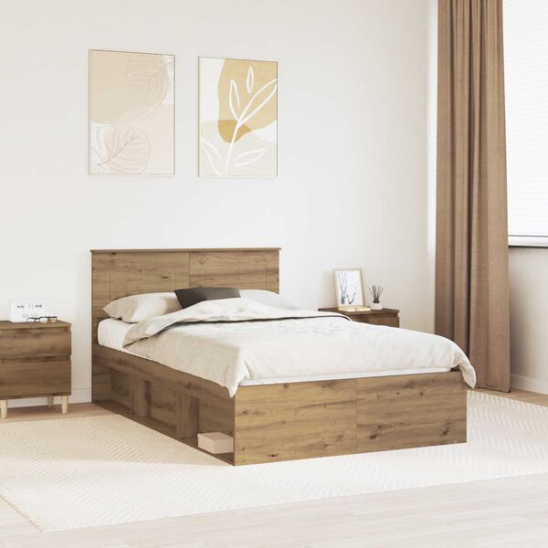 vidaXL Cadre de lit Ch&ecirc;ne artisan 135 x 190 cm Bois d'ing&eacute;nierie