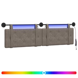 vidaXL T&ecirc;te de lit suspendue Avec lumi&egrave;re LED Gris PU antique