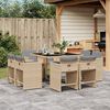vidaXL Ensemble &agrave; manger de jardin et coussins 9 pcs m&eacute;lange beige