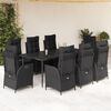 vidaXL Ensemble &agrave; manger de jardin 9pcs coussins noir r&eacute;sine tress&eacute;e