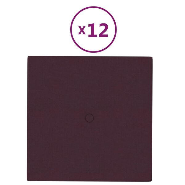 vidaXL Panneaux muraux 12 pcs Violet 30x30 cm Tissu 1,08 m&sup2;