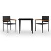 vidaXL Ensemble &agrave; manger de jardin 3 pcs Noir