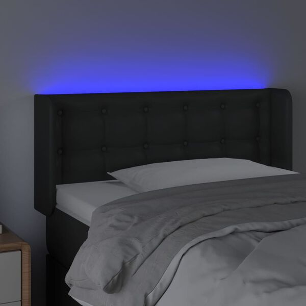 vidaXL T&ecirc;te de lit &agrave; LED Noir 103x16x78/88 cm Similicuir