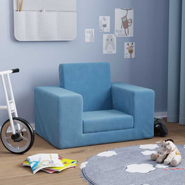 vidaXL Canap&eacute;-lit pour enfants Bleu Peluche douce