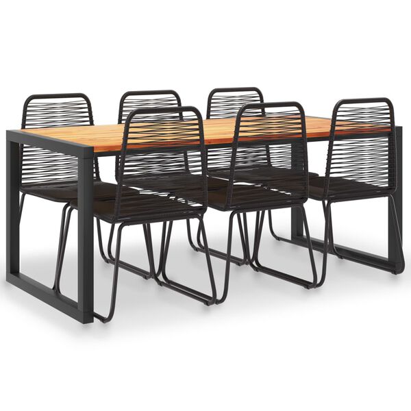 vidaXL Mobilier &agrave; d&icirc;ner d'ext&eacute;rieur 7 pcs Acacia et r&eacute;sine tress&eacute;e