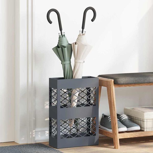 vidaXL Porte-parapluie avec stockage Anthracite 28 x 12 x 41 cm Acier
