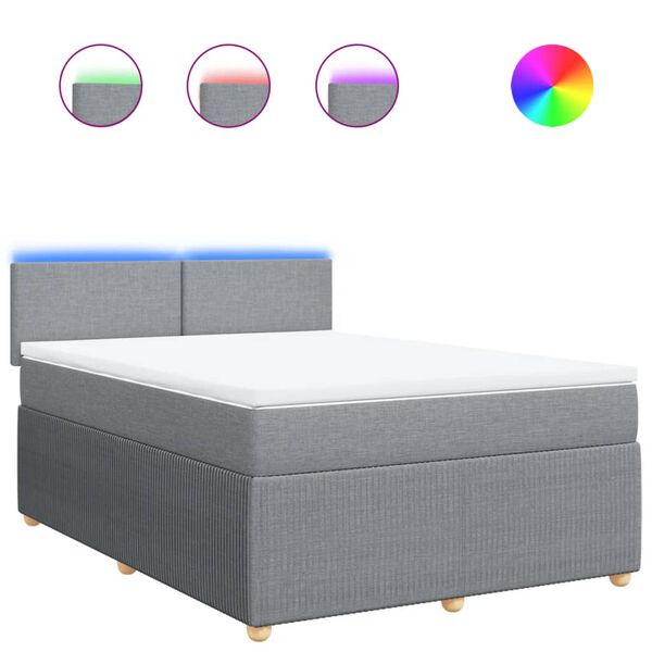vidaXL Sommier &agrave; lattes de lit avec matelas Gris clair 140x190cm Tissu