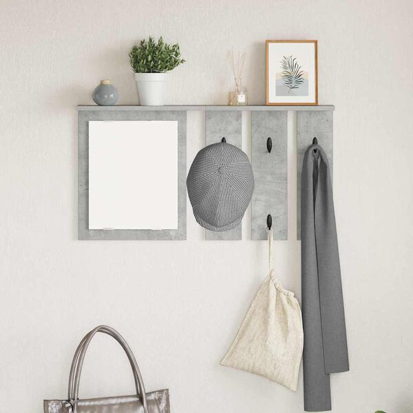 vidaXL Porte-manteau mural avec &eacute;tag&egrave;re Gris b&eacute;ton 85 x 10 x 45 cm