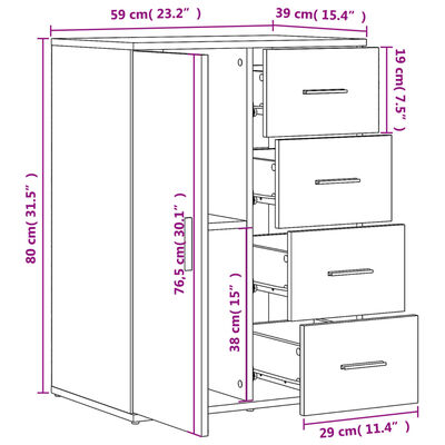 vidaXL Buffet blanc 59x39x80 cm bois d'ingénierie