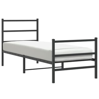 vidaXL Cadre de lit métal sans matelas avec pied de lit noir 75x190 cm