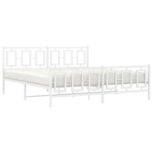 vidaXL Cadre de lit m&eacute;tal sans matelas et pied de lit blanc 180x200 cm