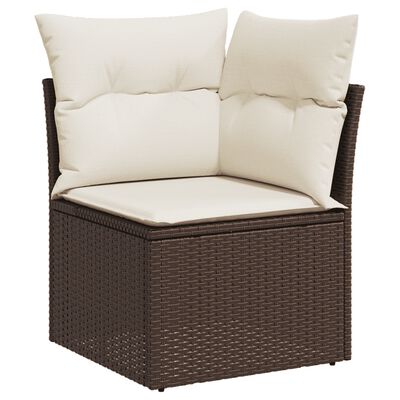 vidaXL Salon de jardin avec coussins 7 pcs marron résine tressée