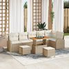 vidaXL Ensemble de canap&eacute; de jardin avec coussin 9 pcs Beige polyrotin