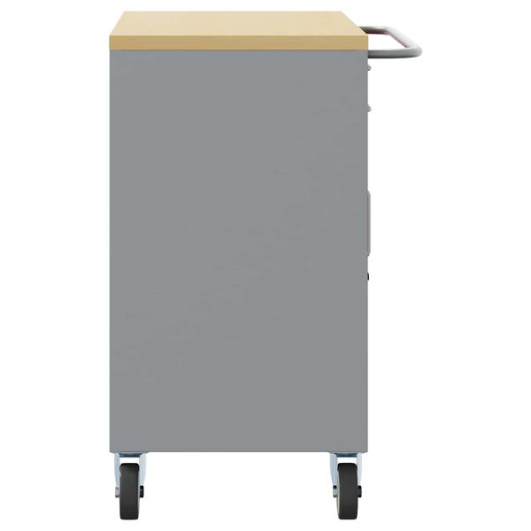 vidaXL Placard de travail avec roue 3 pcs Noir et gris 75 x 45 x 85 cm