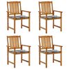 vidaXL Chaises de jardin avec coussins lot de 4 Bois d'acacia massif