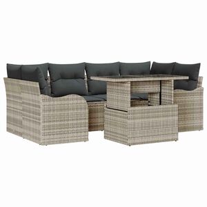 vidaXL Ensemble de canap&eacute; de jardin 7 pc Gris clair et gris polyrotin
