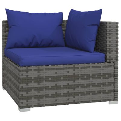 vidaXL Salon de jardin 8 pcs avec coussins résine tressée gris