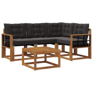 vidaXL Ensemble de canap&eacute;s d'ext&eacute;rieur 5 pc Naturel et Noir