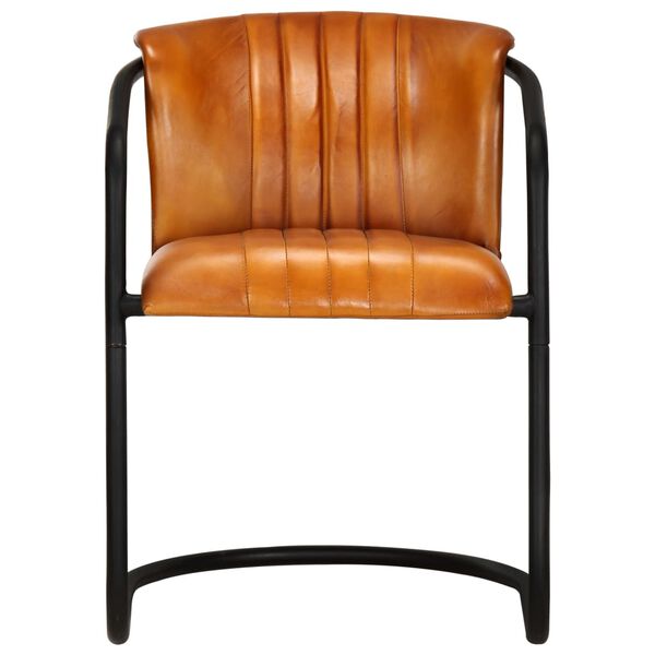 vidaXL Chaises &agrave; manger lot de 2 brun roux cuir v&eacute;ritable