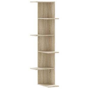 vidaXL &Eacute;tag&egrave;re d'angle murale ch&ecirc;ne sonoma bois d'ing&eacute;nierie