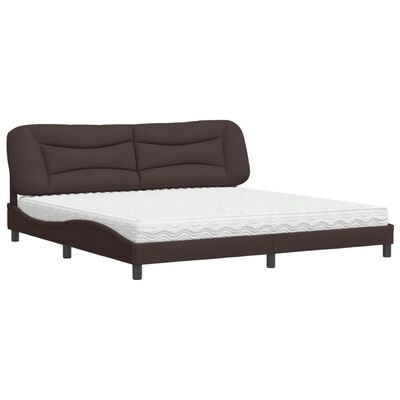 vidaXL Lit avec matelas marron foncé 200x200 cm tissu