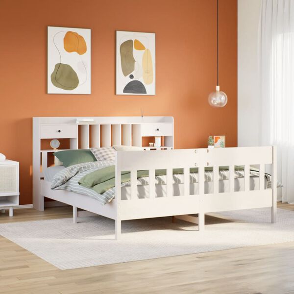 vidaXL Cadre de lit sans matelas blanc 180x200 cm bois massif de pin