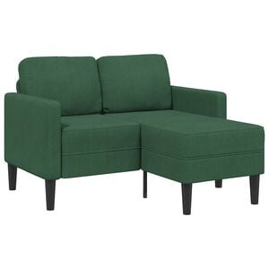 vidaXL Canap&eacute; 2 places avec m&eacute;ridienne en L vert fonc&eacute; 125 cm lin