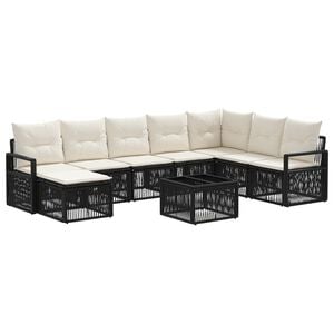 vidaXL Ensemble de canap&eacute; de jardin 9 pc Noir polyrotin