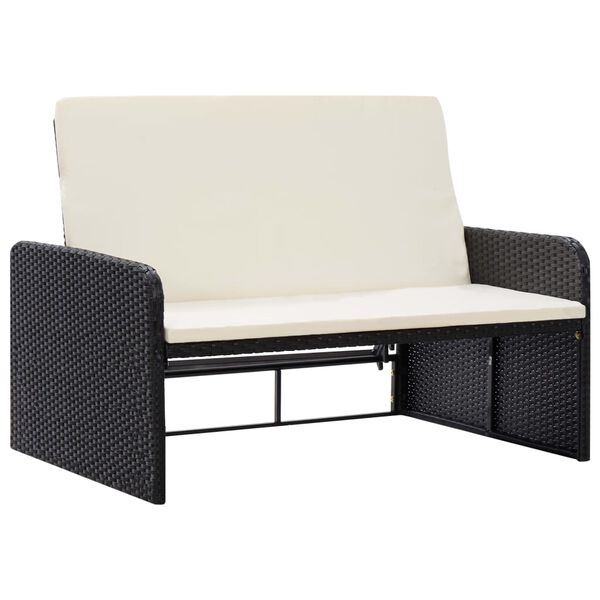 vidaXL Salon de jardin 2 pcs avec coussins R&eacute;sine tress&eacute;e Noir