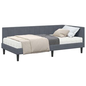 vidaXL Cadre de lit d'angle avec matelas 2 pcs Gris Velours