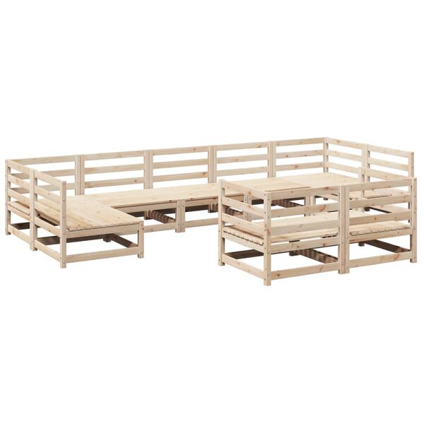 vidaXL Salon de jardin 9 pcs bois de pin massif