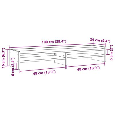 vidaXL Support de moniteur chêne marron 100x24x16 cm bois d'ingénierie