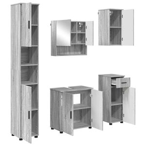 vidaXL Ensemble de mobilier de salle de bain 5 pc Gris Sonoma