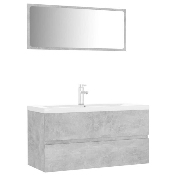 vidaXL Meubles de salle de bain gris b&eacute;ton bois d'ing&eacute;nierie