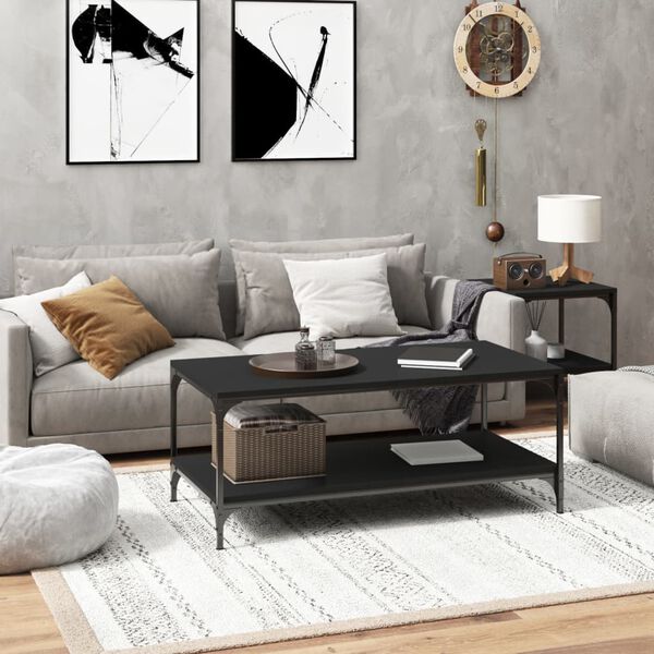 vidaXL Table basse Noir 80x50x40 cm Bois d'ing&eacute;nierie