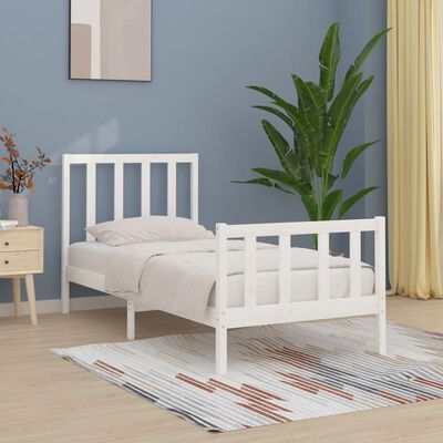 vidaXL Cadre de lit sans matelas blanc 100x200 cm bois massif