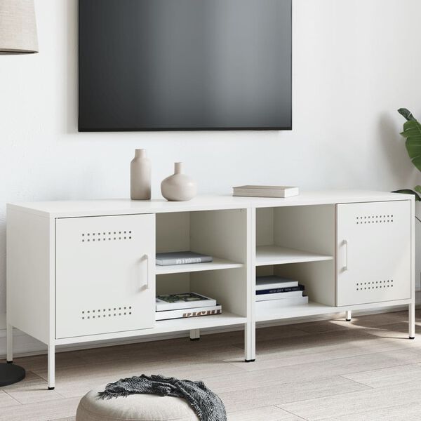 vidaXL Meubles TV 2 pcs blanc 68x39x50,5 cm acier