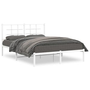 vidaXL Cadre de lit m&eacute;tal sans matelas et t&ecirc;te de lit blanc 140x200 cm