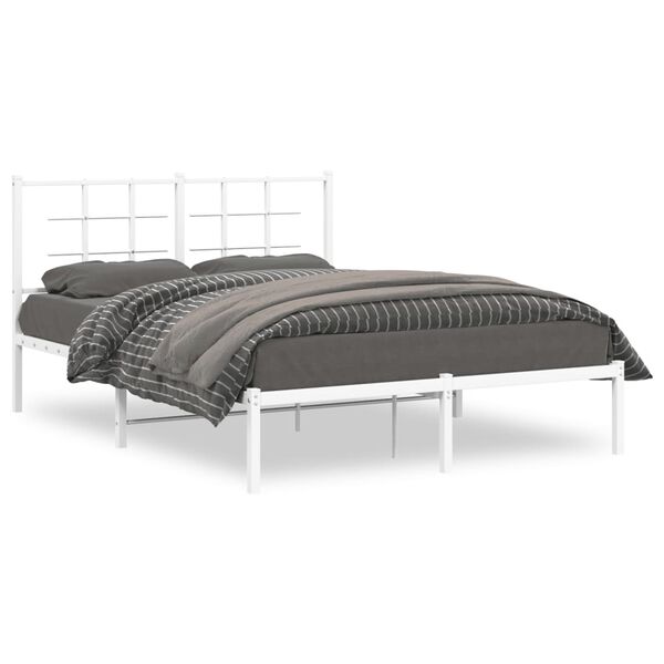 vidaXL Cadre de lit m&eacute;tal sans matelas et t&ecirc;te de lit blanc 140x200 cm