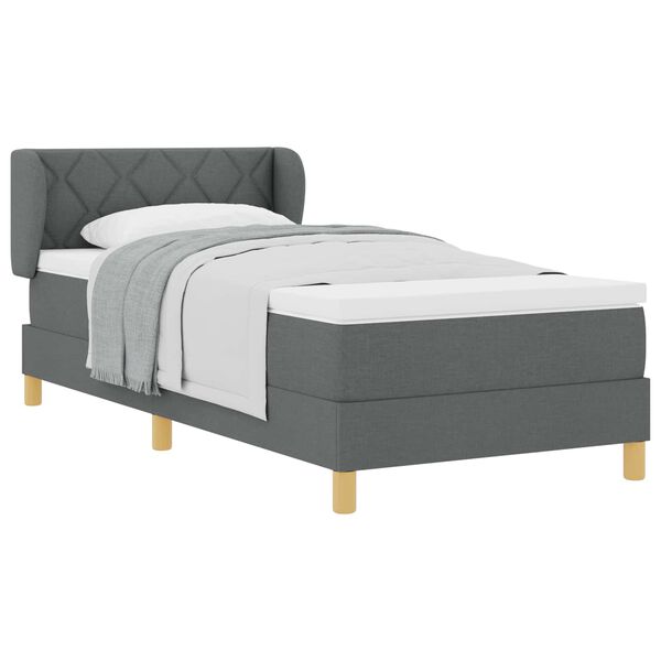 vidaXL Lit &agrave; ressorts avec matelas Gris fonc&eacute; 90 x 200 cm tissu