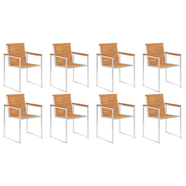 vidaXL Chaises de jardin lot de 8 avec coussins Bois d'acacia solide