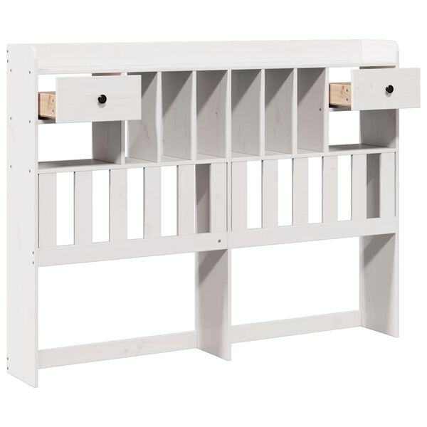 vidaXL T&ecirc;te de lit avec rangement blanc 140 cm bois massif de pin