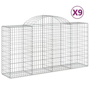 vidaXL Paniers &agrave; gabions arqu&eacute;s 9 pcs 200x50x100/120 cm fer galvanis&eacute;