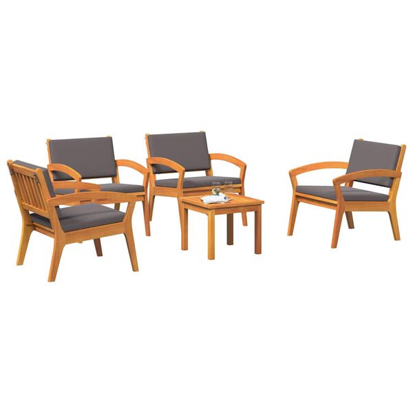vidaXL Ensemble bistrot avec coussin 5 pcs Marron Polyester