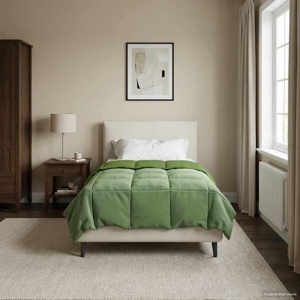 vidaXL Duvet d'&eacute;t&eacute; simple Matelass&eacute; Vert 140 x 200 cm Microfibre