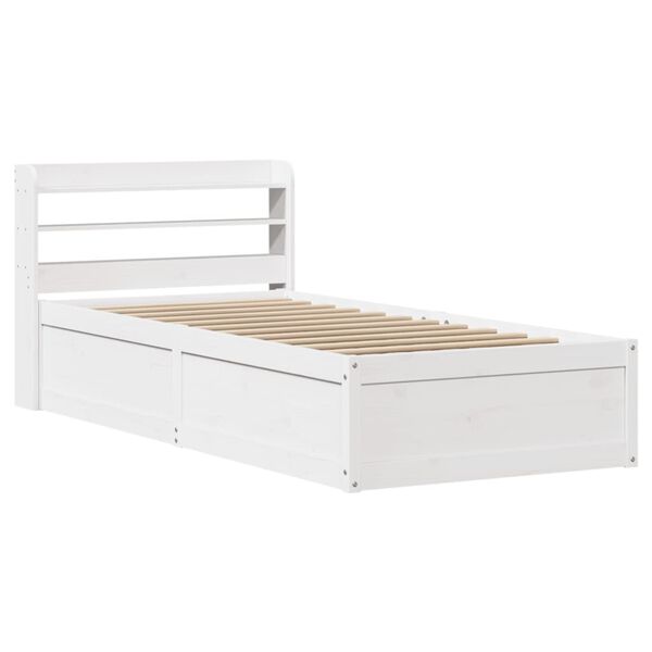 vidaXL Cadre de lit avec t&ecirc;te de lit blanc 75x190cm bois de pin massif