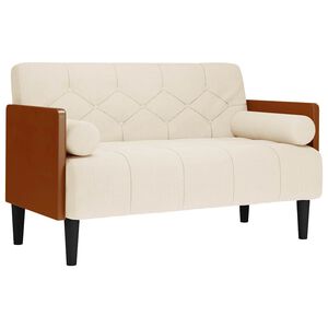 vidaXL Canap&eacute; deux places avec coussins cylindriques 110 cm en lin