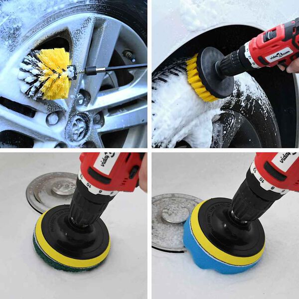 vidaXL Set de brosses pour voiture Multicolore polyrotin