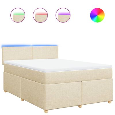 vidaXL Sommier à lattes de lit avec matelas Crème 160x200 cm Tissu